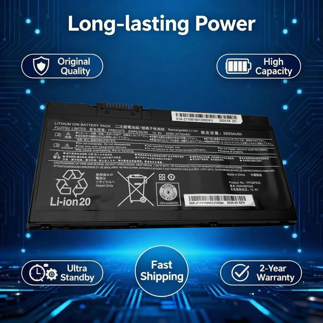 Original FPB0337S Laptop Battery For Fujitsu LifeBook U727 P727