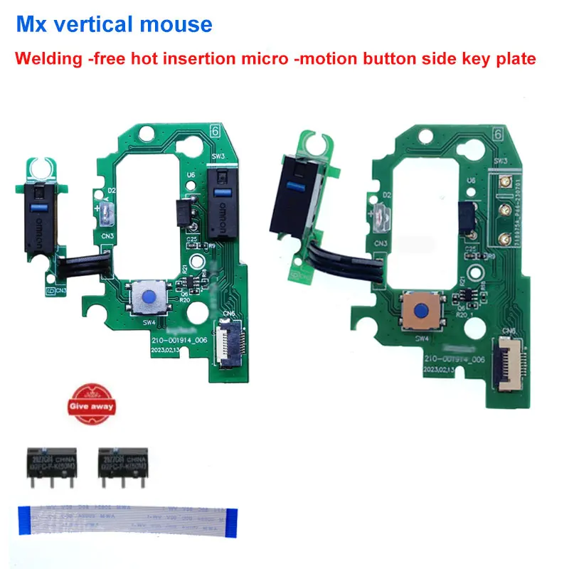 Welding-Free Hot-Swappable Macro-Button Motherboard Side Button Small Board Replacement Accessories for MX Vertical Mouse