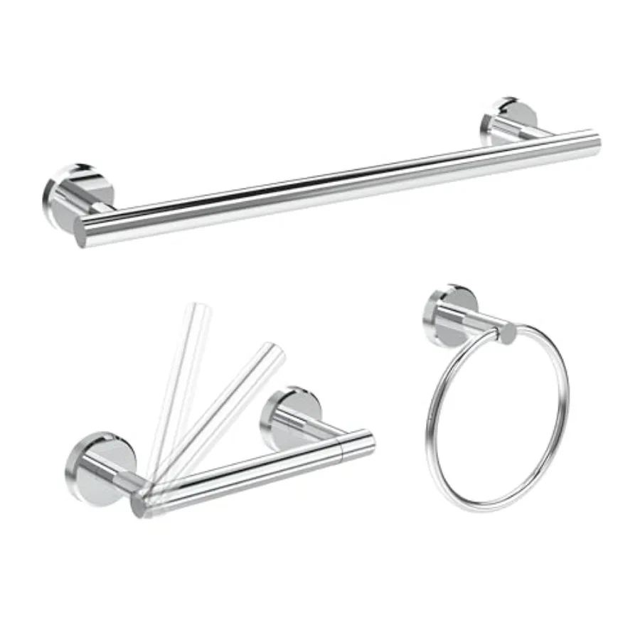 

3pc Bathroom Hardware Set with Toilet Paper Holder Towel Ring Towel Bar SUS304 Stainless Steel Toilet Paper Roll Holder Wall Mo