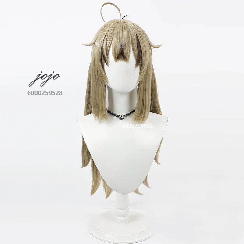 Game Genshin Impact Kirara Cosplay Wig Ponytail flax hair Cute Long Hair Halloween Christmas Party Women men Essential Wig Cap