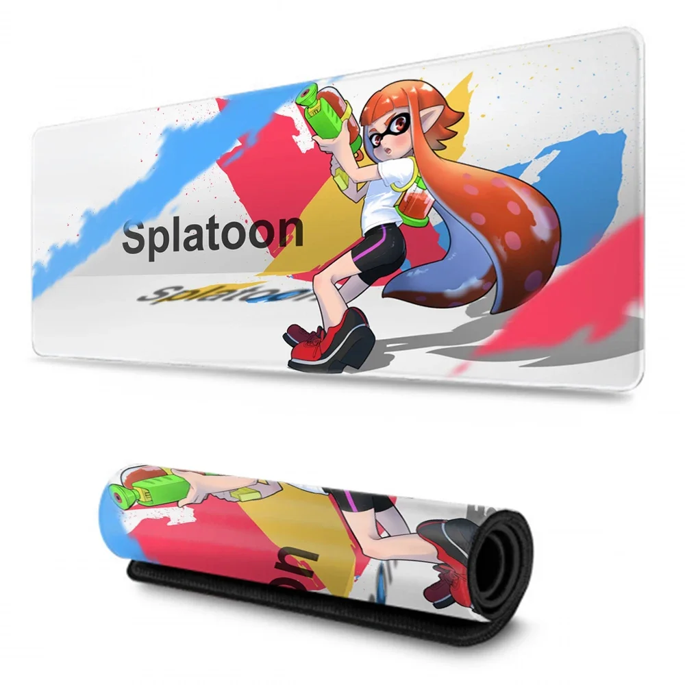 Большие игровые коврики Splatoon, коврик для мыши для любителей аниме, нескользящий коврик для мыши с резиновыми краями, большой коврик для компьютерной клавиатуры и мыши