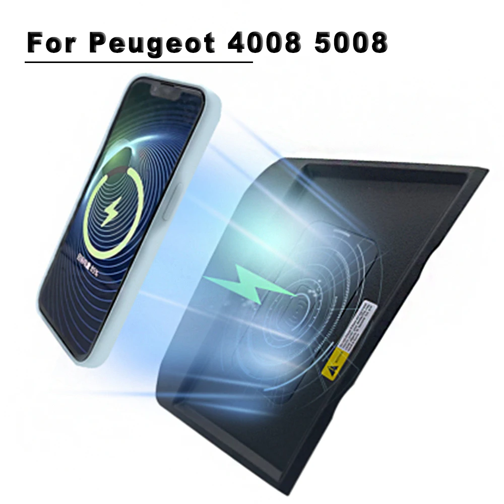 For Peugeot 4008 2022 Wireless Charger Car Induction Charger Mat 15W Fast QI Wireless Charging For Peugeot 5008 Accessories