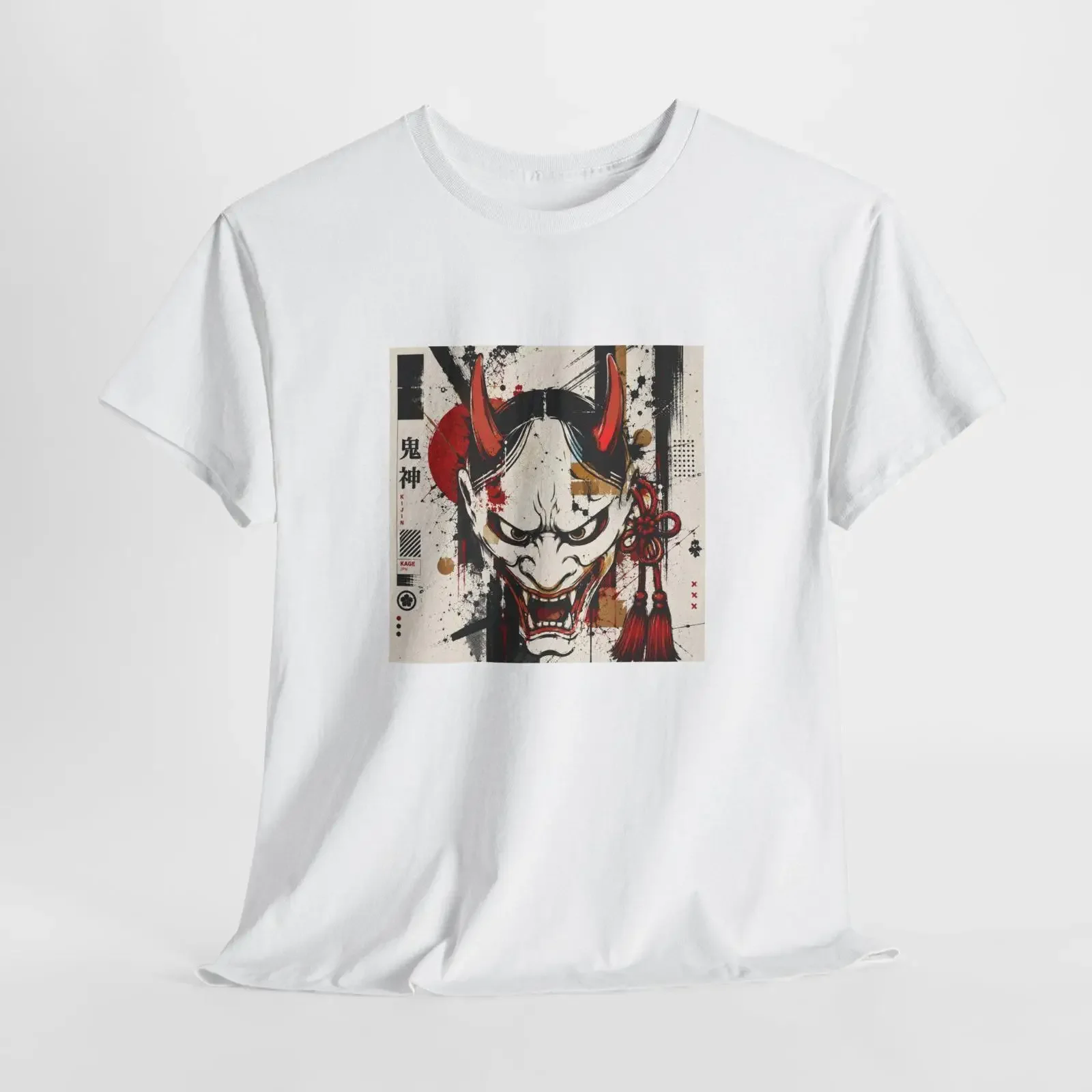 Japanisches Hannya-Masken-T-Shirt, Oni-Dämon, Kabuki-Tattoo, Vintage-Look, lässig, Unisex, Herren-Streetwear, modisch, bequem, mit grafischem Motiv.