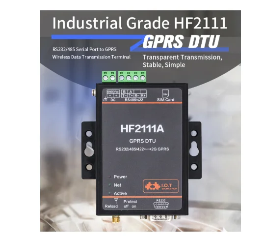 

Горячая Распродажа дома HF2111A промышленный Modbus Серийный RS232 RS485 RS422 в GPRS преобразователь устройство последовательная поддержка сервера MQTT