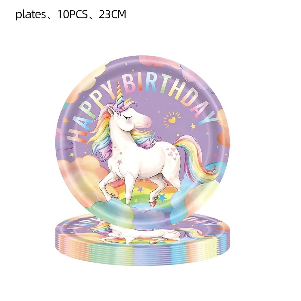 Unicorn Party Decorations Paper Plate Cup Banner Tablecloth Seal Stamps Birthday Party Supplies Party Favors Rewards Prizes view 4