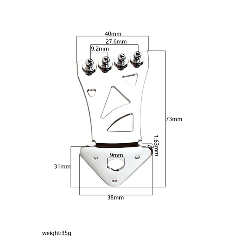 Banjo Tailpiece de 4 cuerdas, accesorio de repuesto para guitarra, plateado