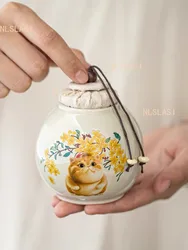 1Pcs White Zen Small Ceramic Home Ganoderma Lucidum Tea Coffee Bean Biscuits Candy Sealed Jar Pills Powder Ceramic Storage Tank