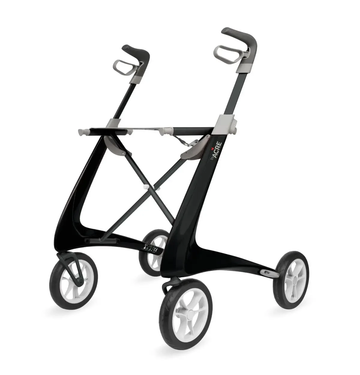 Carbon Ultralight Rollator Walker mit Organizer-Tasche, breite Schiene, 18,5" x 24" Sitz (B x H), Schwarz