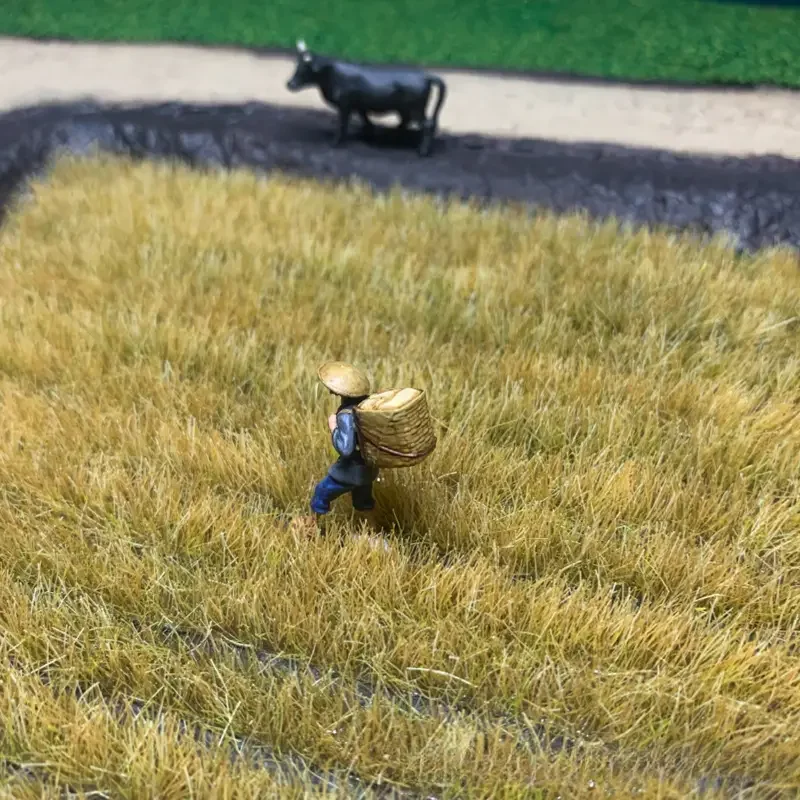 Microscopic Miniature Rice Field Scene Model Grass Train Sand Table Diy Field Fake Grass