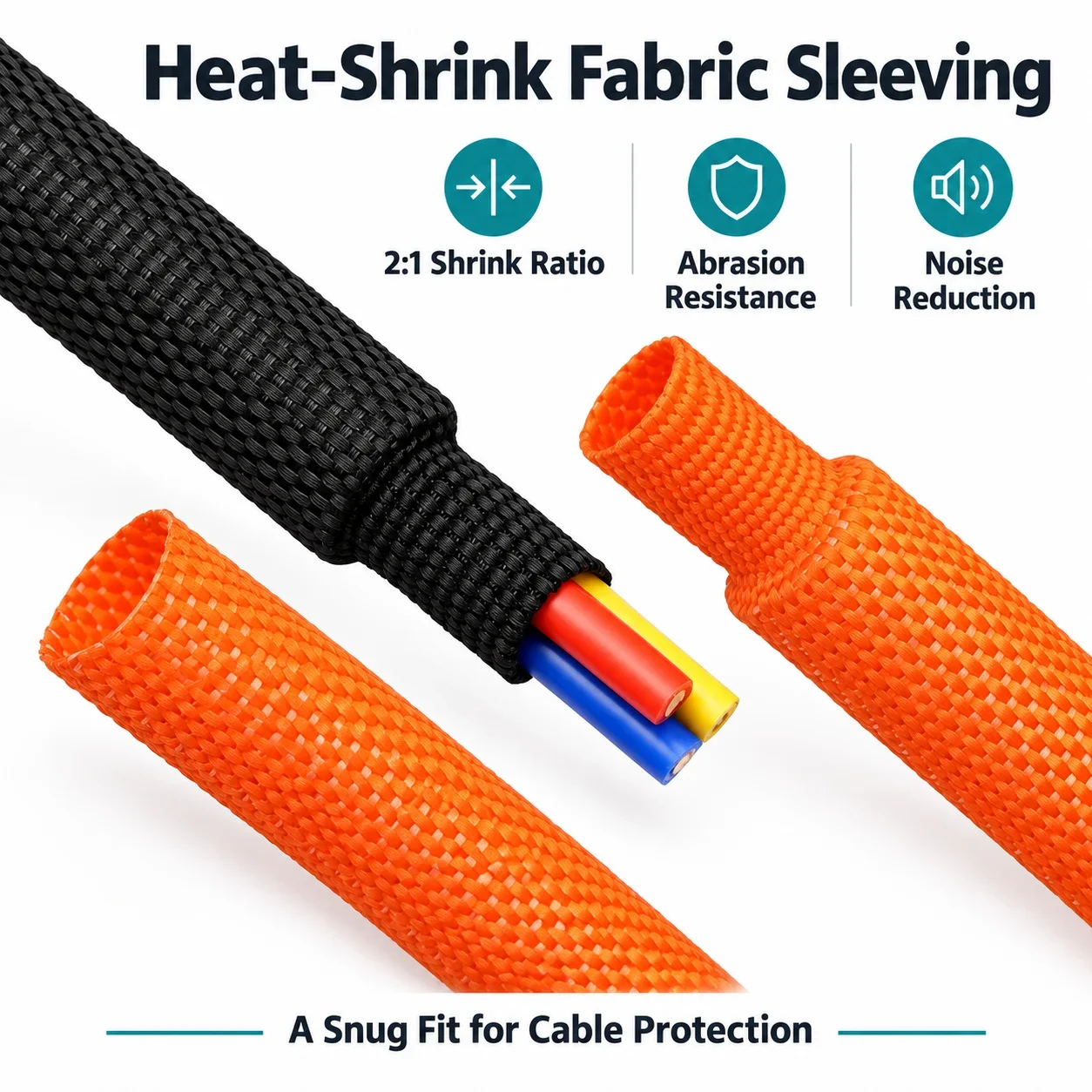 1M Heat Shrink Cloth Sleeve PET Textile Wear-resistant High Temperature Automotive Harness Cable Protection Heat Shrink Braided