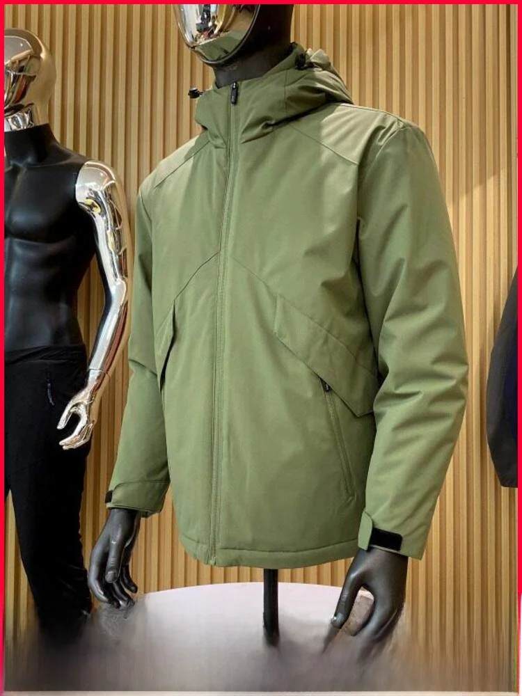 

aphene Self-Heating Thiened Outdoor Men's Cotton Jaet Windproof Waterproof Winter Warm Hooded Poly Fiber Long Sve Zi...