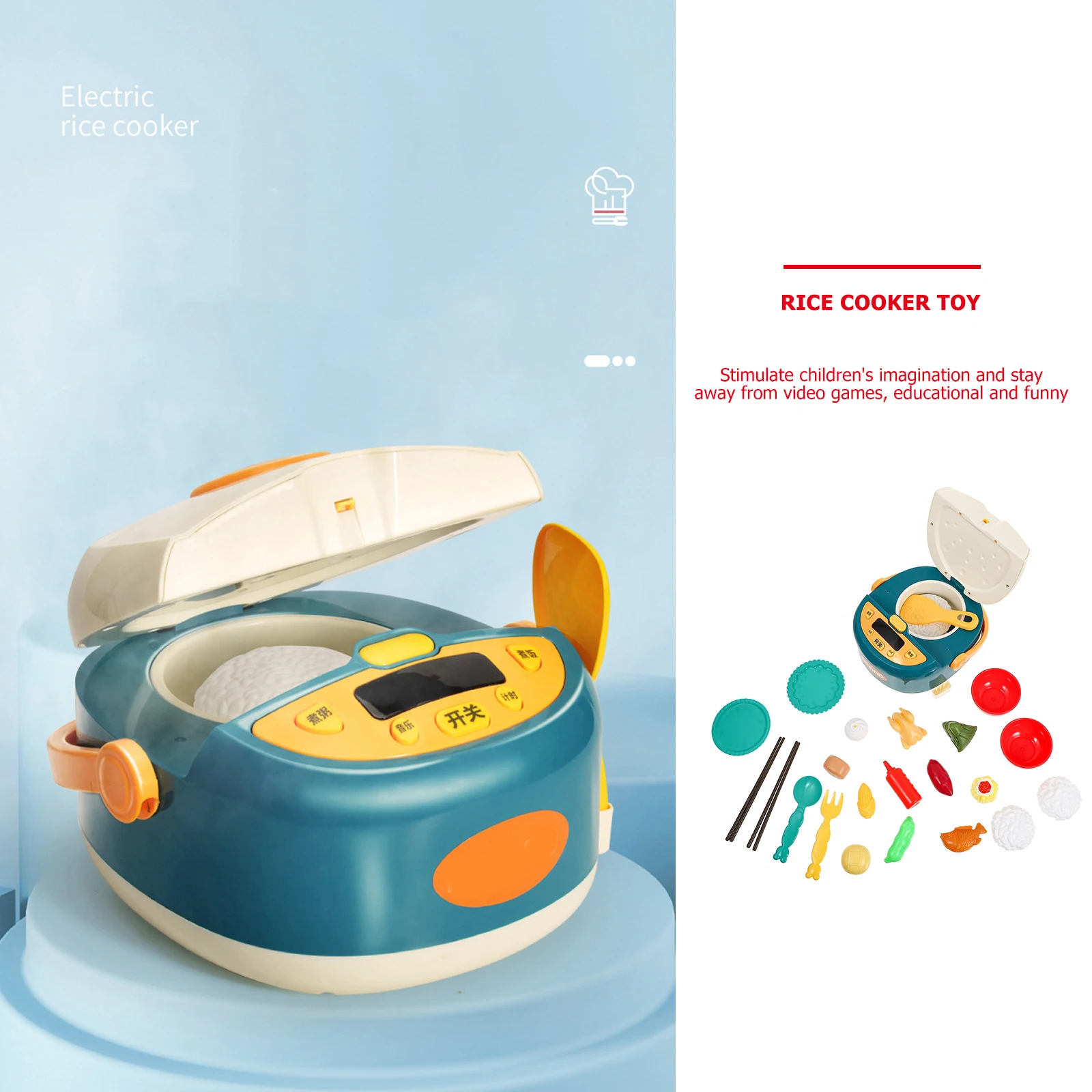 1 ensemble semblant jouer ensemble de cuisine Imitation cuiseur à riz enfants éducatif cuisine jouet simulé cuiseur électrique pour les tout-petits