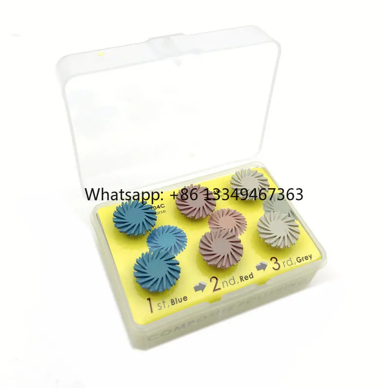 

High quality 6Pcs/box Composite Resin Polishing Disc Kit Diamond System Flex Spiral Brush Bur Rubber Polisher Tool