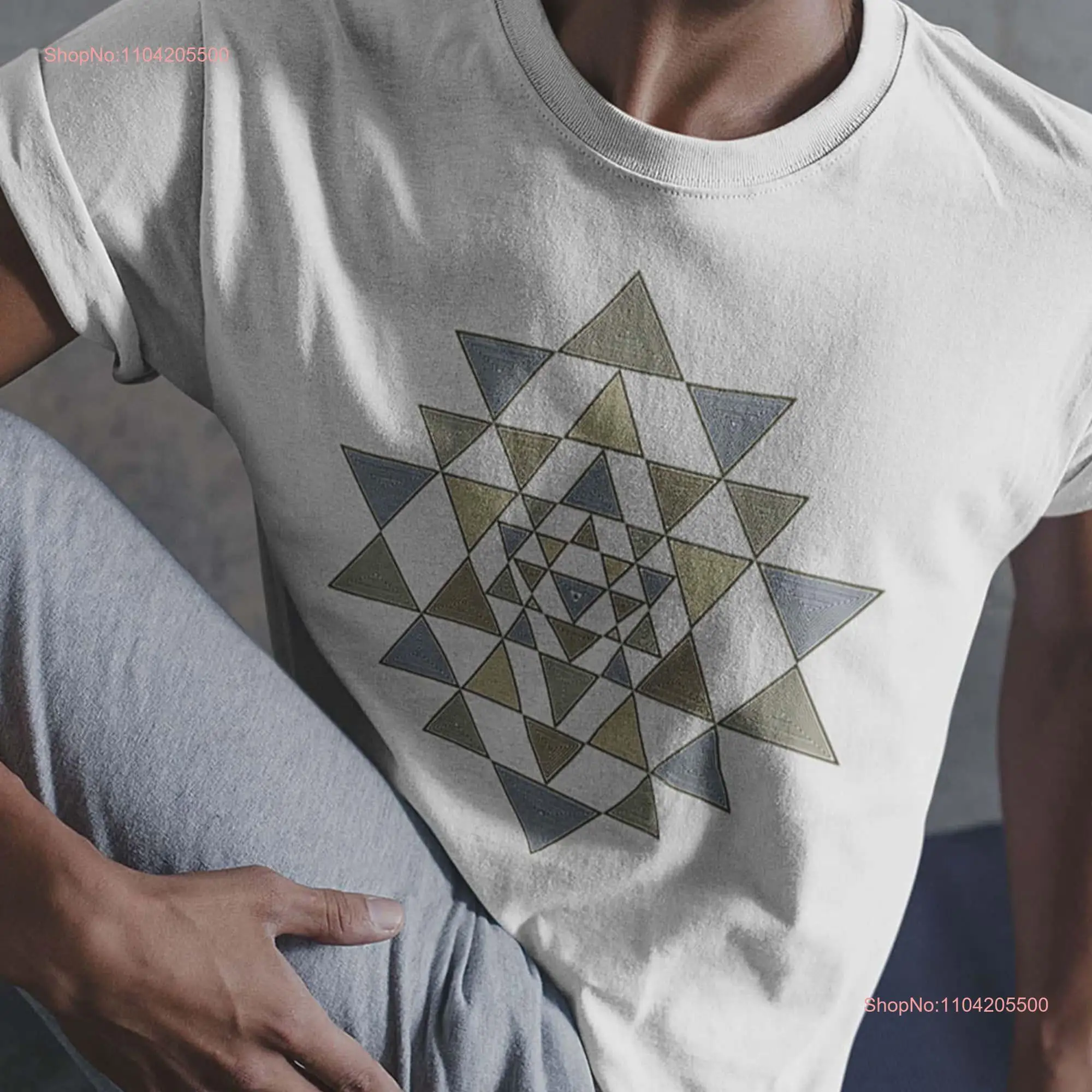 Shri Yantra Men T Shirt Made to order White long or short sleeves