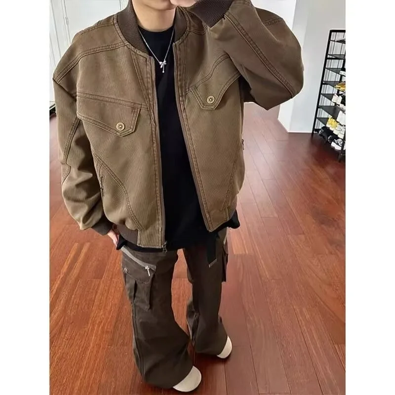 

Мужская и женская повседневная куртка в стиле ретро в американском стиле, винтажный дизайн, весенне-осенняя модная верхняя одежда, теплое волокно из полиэстера