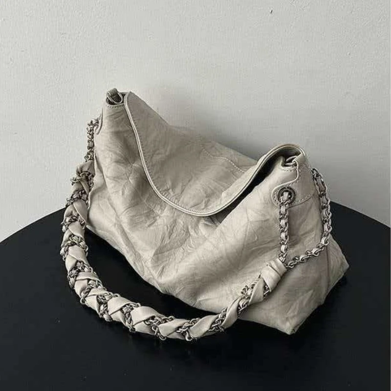 

New Personalized Tote Bag Fried Dough Twists Chain Strap Retro Commuter Hand Grab Single Shoulder Crossbody Bag