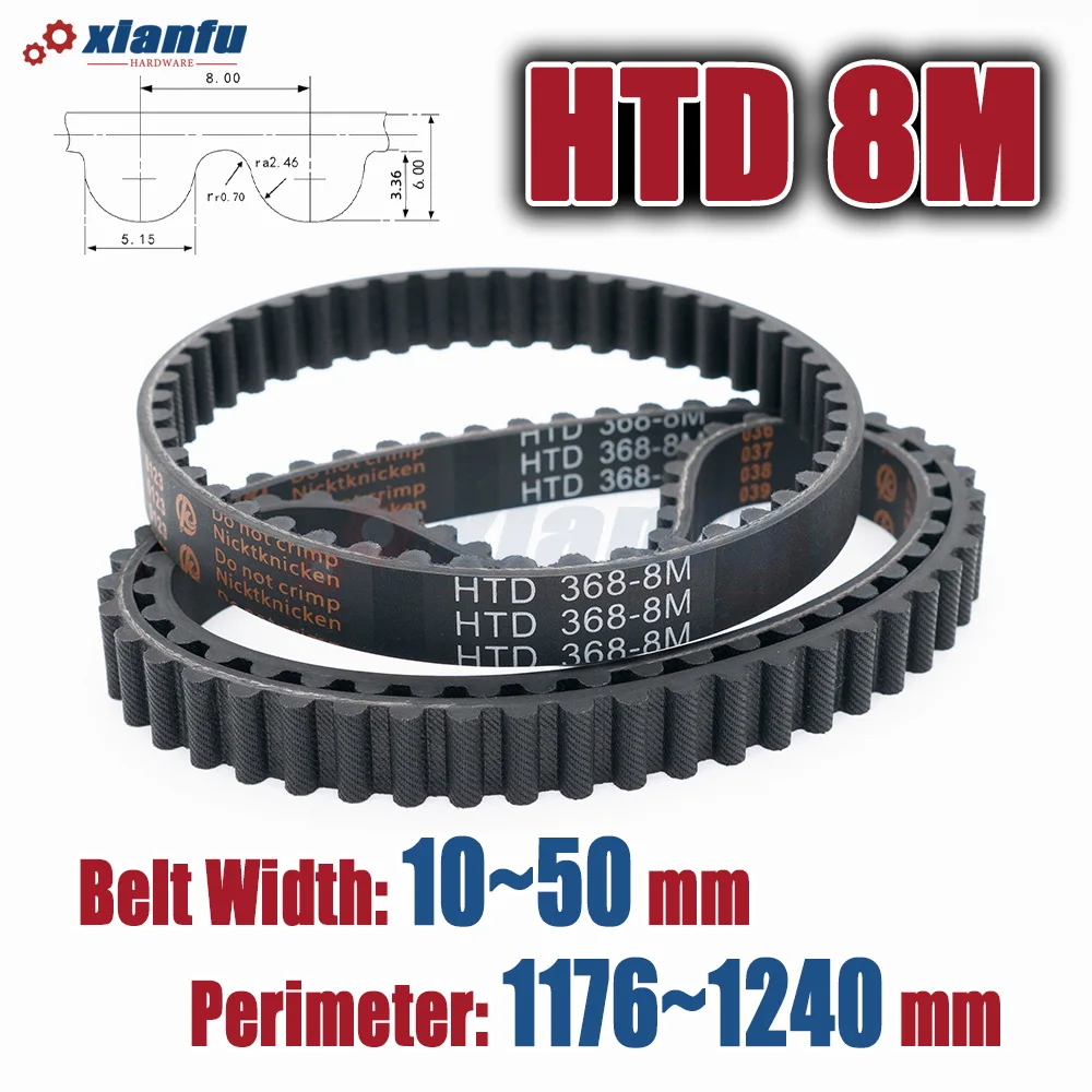 HTD 8M Rubber Timing Belt Perimeter 1176 1184 1192 1200 1208 1216 1224 1232 1240mm Drive Width 10~50mm HTD8M CNC Transmission