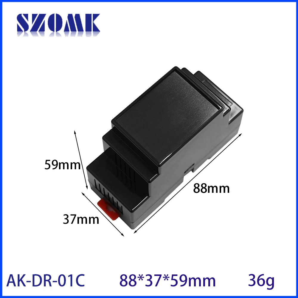 88*37*59mm Abs Black Small Molded Pcb Plastic Housing Electronic Din Rail Enclosure