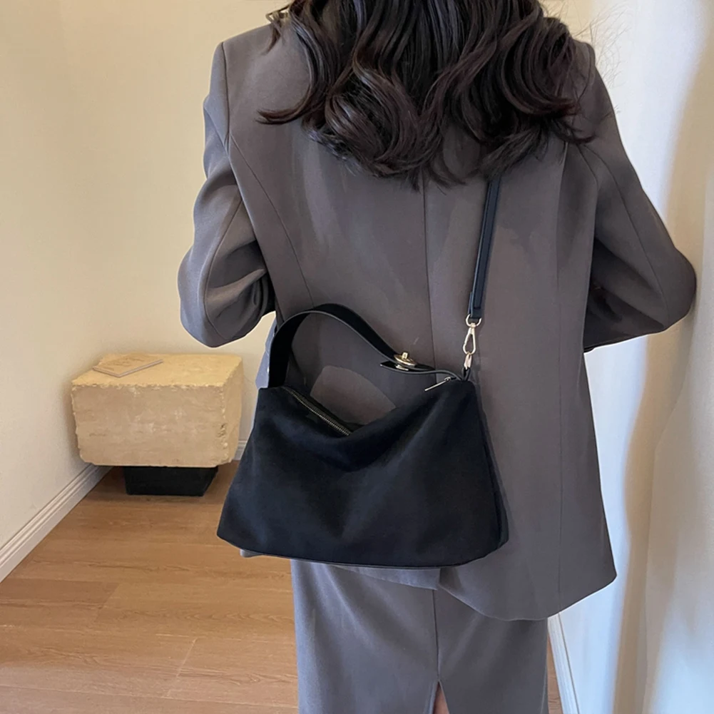 Brand 2024 New Trendy Vintage Women\'s Bag Handheld Crossbody Bag Soft Suede Shoulder Top-Handle Bag for Ladies Work Travel