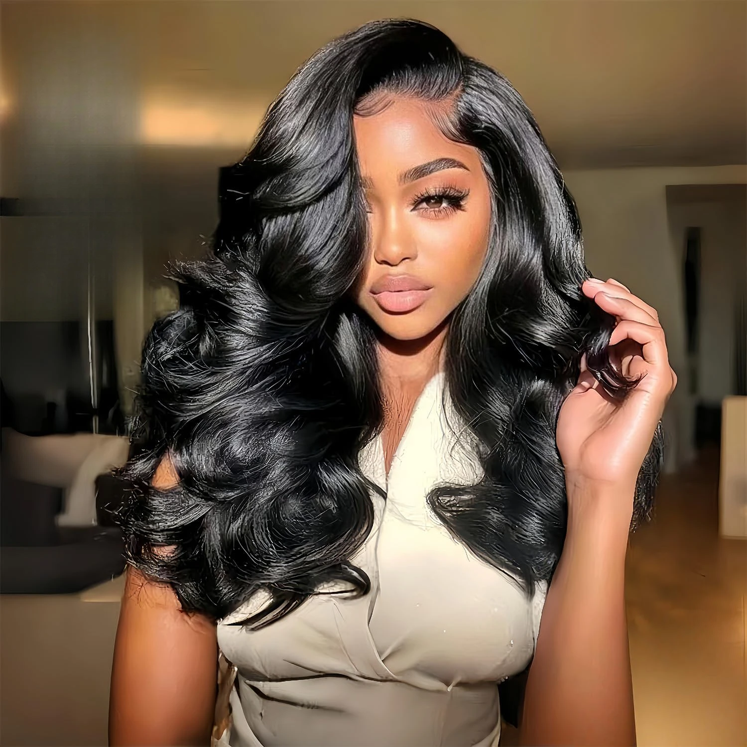 13x4 Skinlike HD Lace Front Wig Human Hair Invisible Lace Loose Body Wave 250 Density Pre Plucked Bleached Knots Natural Hairline Frontal Wigs for Women 18-36 Inch