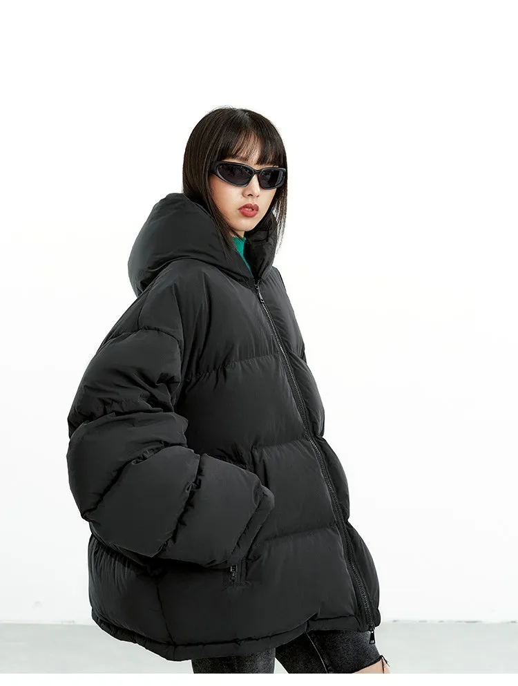 So Hot That You'Ll Sweat~ Duck down Oversized down Jacket, Unisex, 2026 Winter New Style, Loose Black Hooded Coat