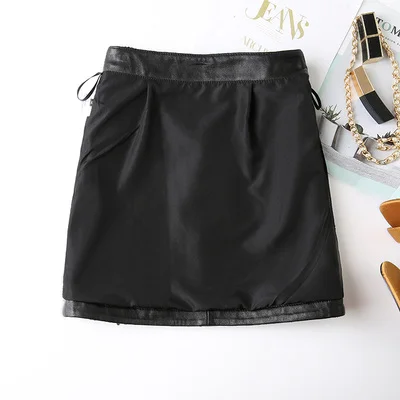 2022 Real Sheepskin Sequin Embroidered Skirt Women\'s High Waist New Fashion A-Line Skirt Short Skirt J9