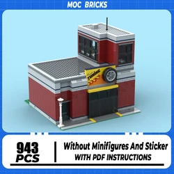 Street View Model Moc Building Blocks Tuning Workshop Model Technology Brick DIY Assembly Construction Toy Holiday Gifts