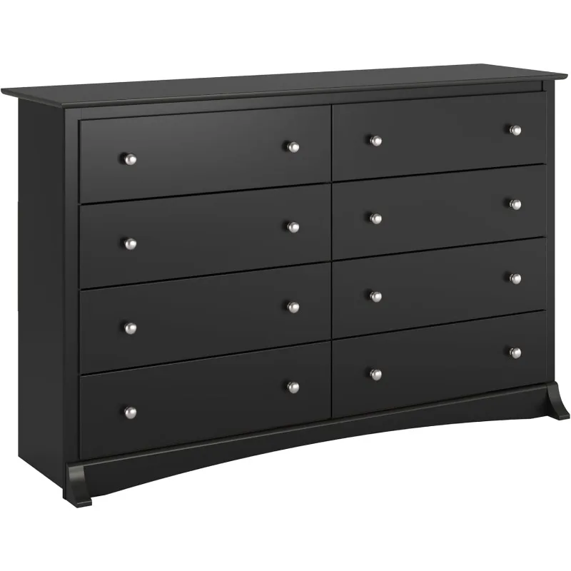 8 Drawer Double Dresser for Bedroom Wide Chest of Drawers Bedroom Furniture Clothes Storage and Organizer Black