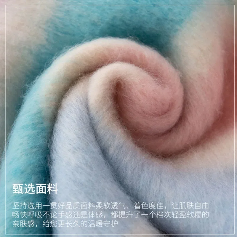 Colorful Striped Scarf with Tassels Mohair Cashmere Winter Thickened Ball Scarf Neckband Warm Rainbow Scarf Couples Accessories