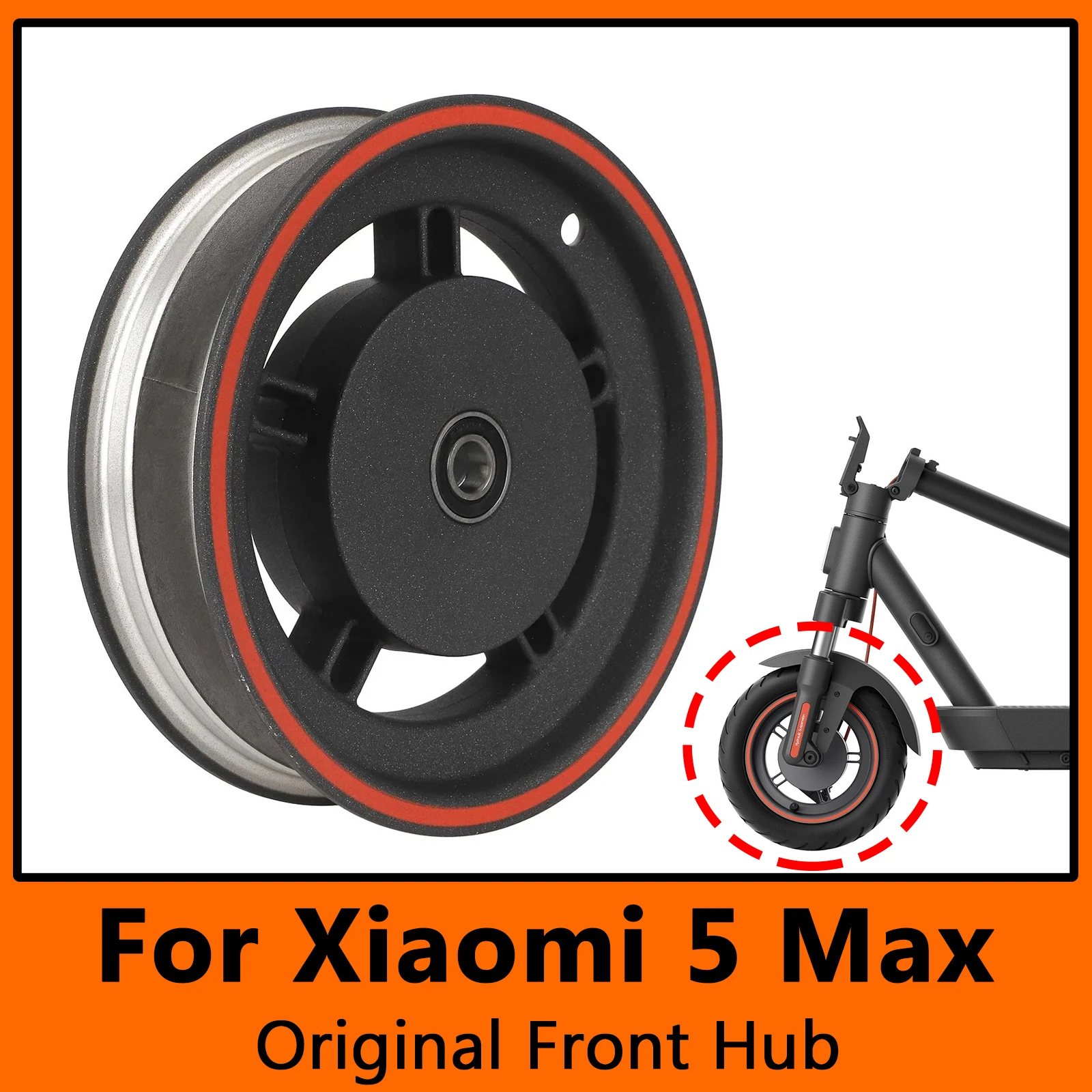 

Оригинальная ступица переднего колеса для электрического скутера Xiaomi 5 Max, 10-дюймовый обод из алюминиевого сплава, качественная ступица переднего колеса, запасные части