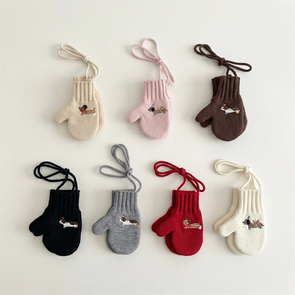 Winter Baby Gloves cartoon Knitted Kids Mittens for Girls Boys Accessories Candy Color Children Gloves Baby Gift ﻿