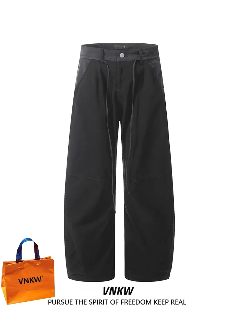 

Slimming High Waist Bla Casual Straight Leg Trousers Men's Loose Fit Premium Feel Cleanfit Drapey Knife Pants