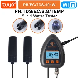 Tuya WiFi 5w1 Monitor jakości wody PH TDS S.G EC Tester temperatury Mariculture PH Meter Akwarium Basen Analizator wody