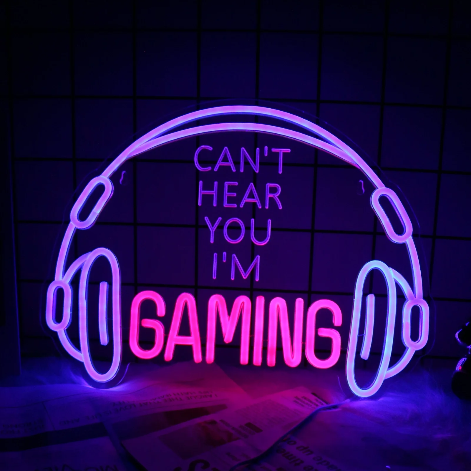 UponRay Headset Game, tanda Neon LED Headphone Game lampu Neon tanda lampu untuk zona Gamer ruang Video kamar tidur dekorasi seni dinding