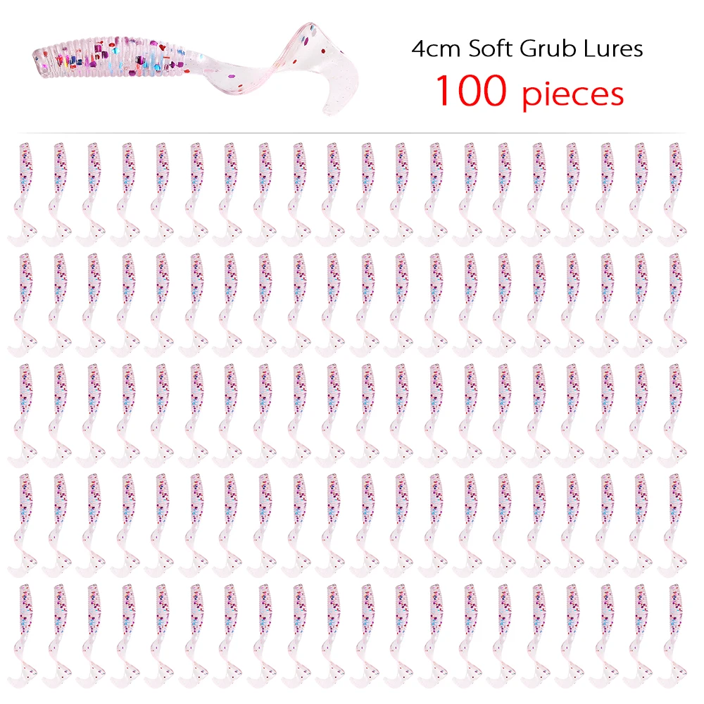 100 stücke Angeln Lockt 4 cm 0,4g Künstliche Wobbler Silikon Köder Grub Wurm Köder Hecht Bass Weiche Köder Karpfen angeln Zubehör – Detail 10