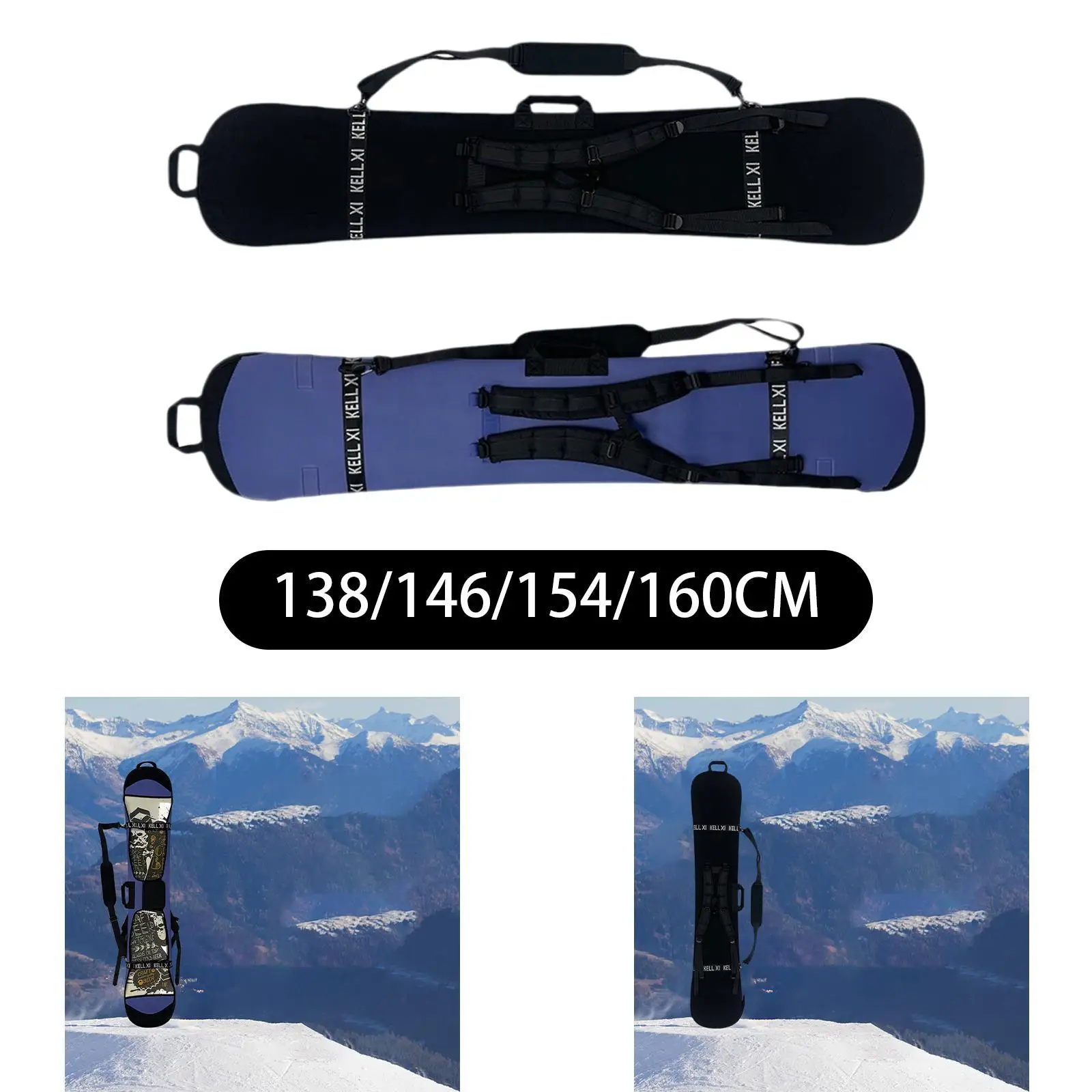 

Snowboard Sleeve with Binding on Backpack Pack Neoprene Snowboard Protection
