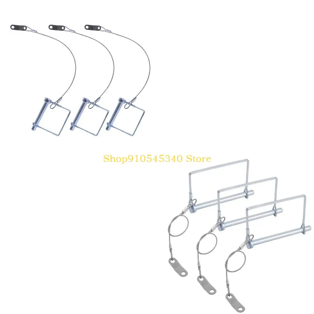 U2JA Trailer Safety Pin Set with Steel Wire Lanyards, Spring Retaining Clip, 3 Piece Connection Hardware for Routine Towing