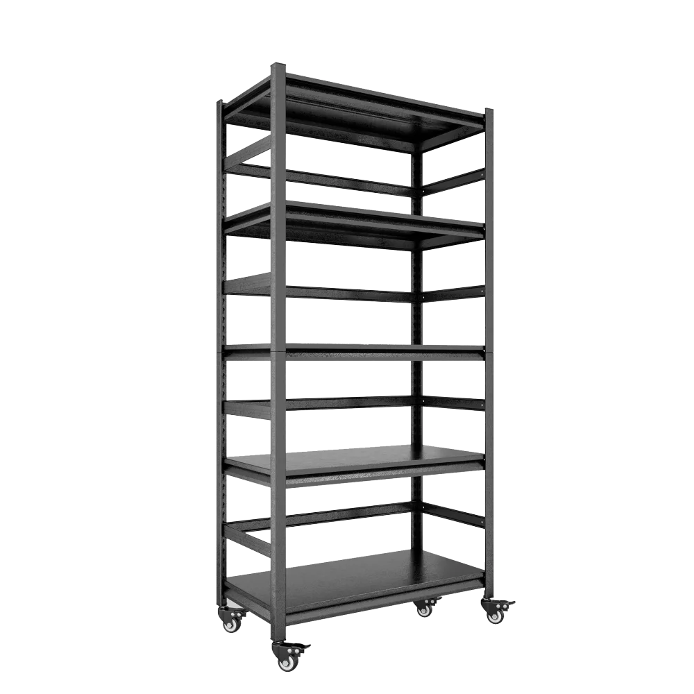 Étagères de Rangement Métalliques RapDuty, 63 Pouces H, Unité Réglable, Garde-Manger à 5 Niveaux avec Roues