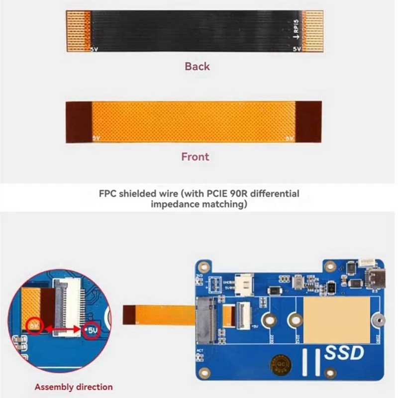 MPS2280P PCIE M.2 NVME SSD Expansion Board For Raspberry Pi 5 Support 2280/2242/2230 SSD For RPI 5