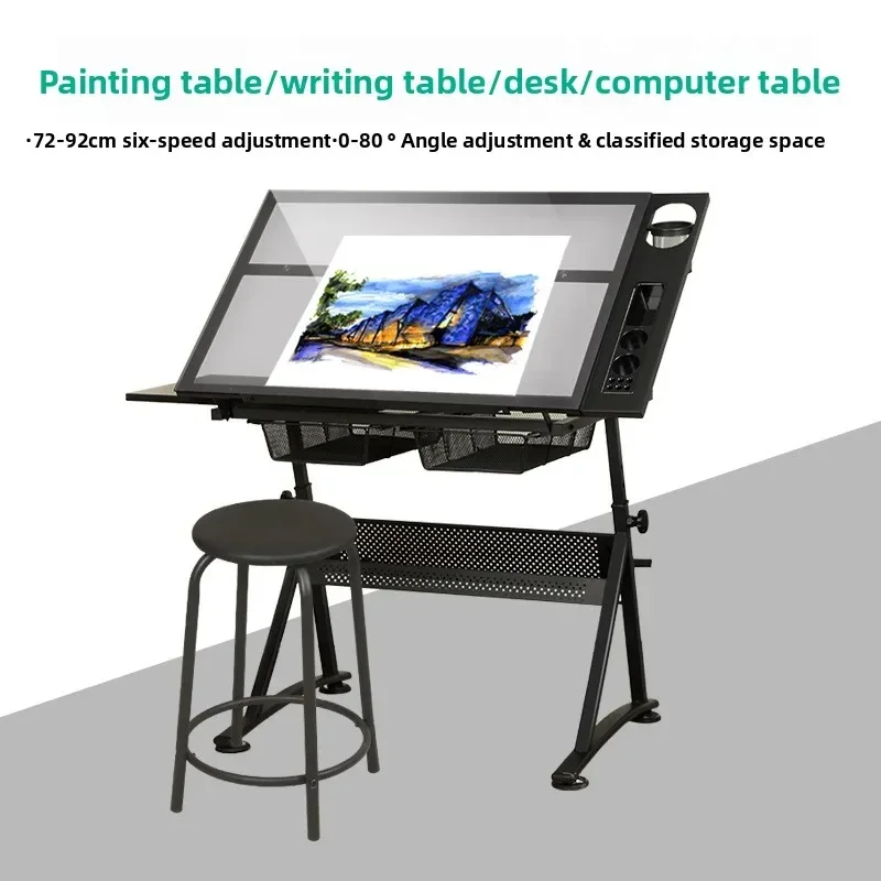 Painting table workbench design glass table folding lifting drawing  tilting art drawing