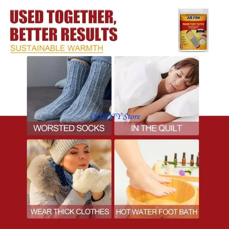 367A 10pcs Winter Foot Warmer Sticker Adhesive Patches Toe Warmers Keep Feet Warm Pad