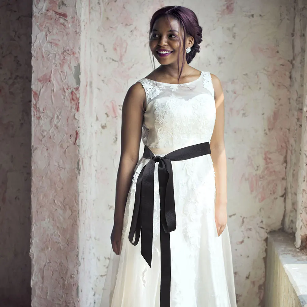 

2pcs Satin Wedding Waist Sash Ribbon Bowknot Dress Decoration Adjustable Long Women Party Belt Bridesmaid Wide Ribbon Belt Long