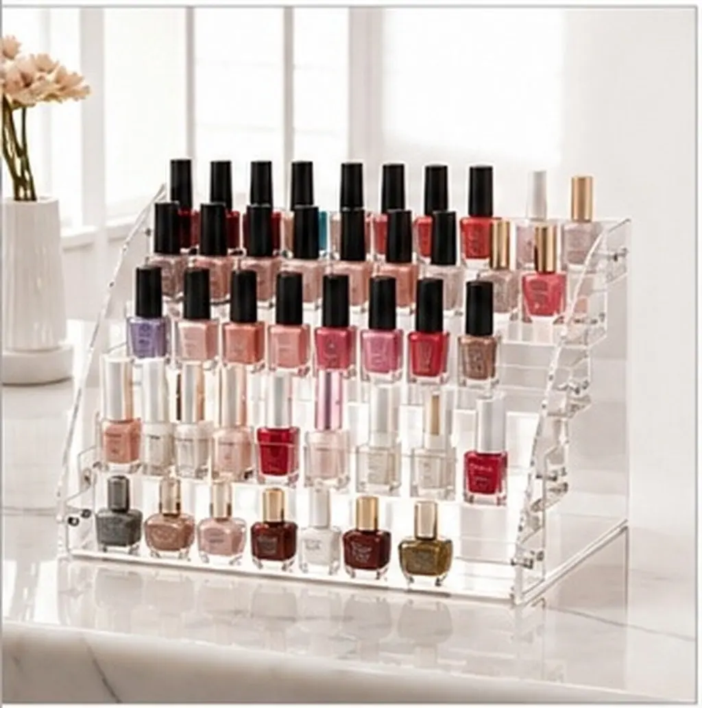 5 Layers Nail Polish Organizer Rack Acrylic Holder Stable Anti Slip Base Large Capacity Display Stand
