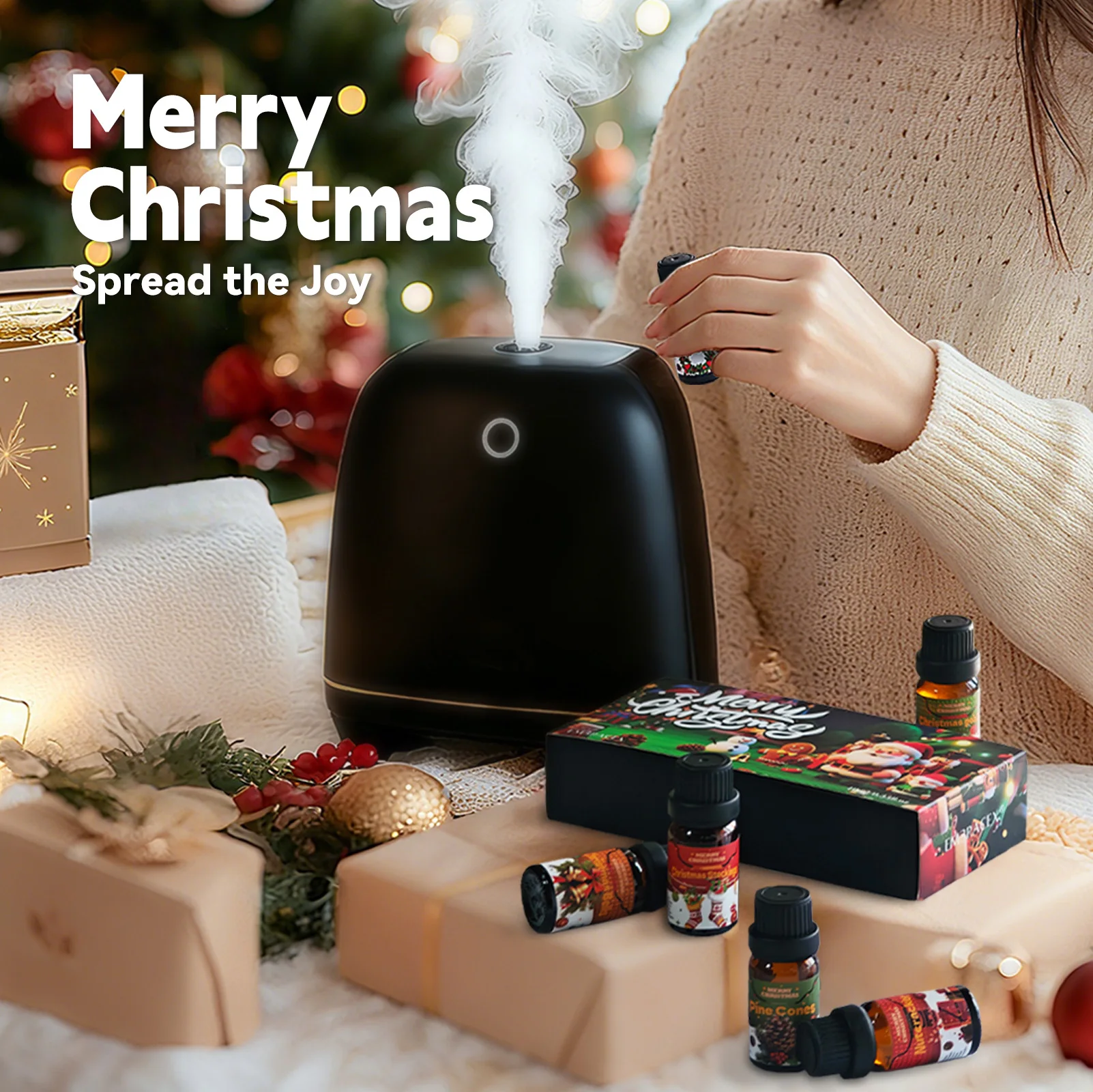 6PCS 10ML Merry Christmas perfumes -Christmas Wreath Christmas Bells Christmas Goblin Christmas Stockings Pine Cones Nutcracker