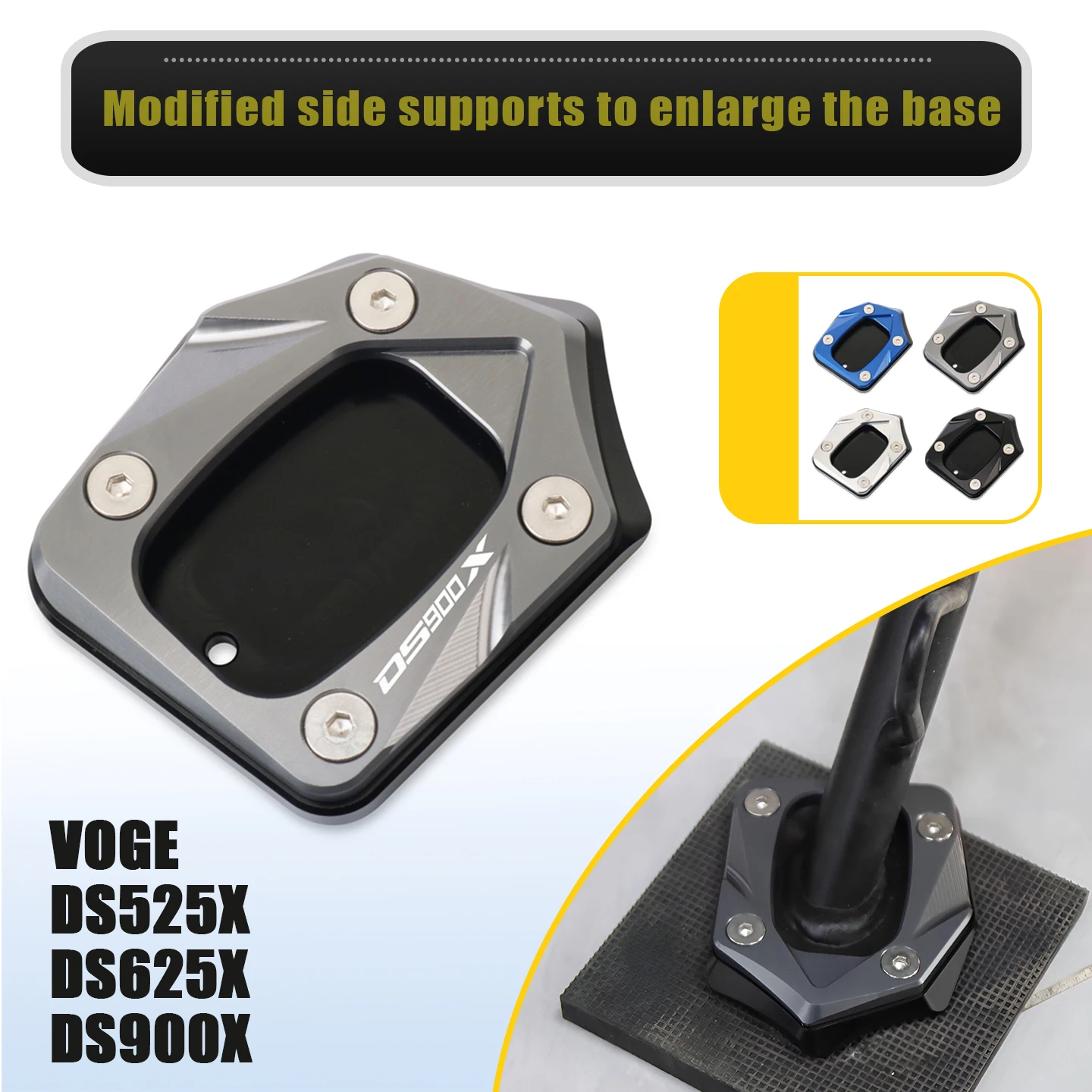 

Motorcycle Foot Side Stand Kickstand Support Plate Enlarge Extension Pad Accessories For VOGE DS900X DS625X DS525X