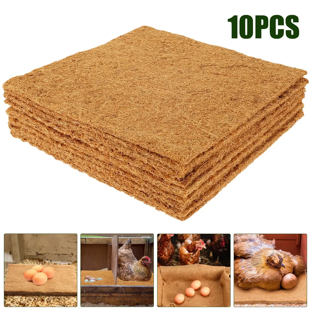 Imagem -02 - Tapetes de Cama de Frango Reutilizáveis e Laváveis Almofadas de Nidificação de Frango com Coco Natural Egg Farm Deitado Aves 10 Pcs