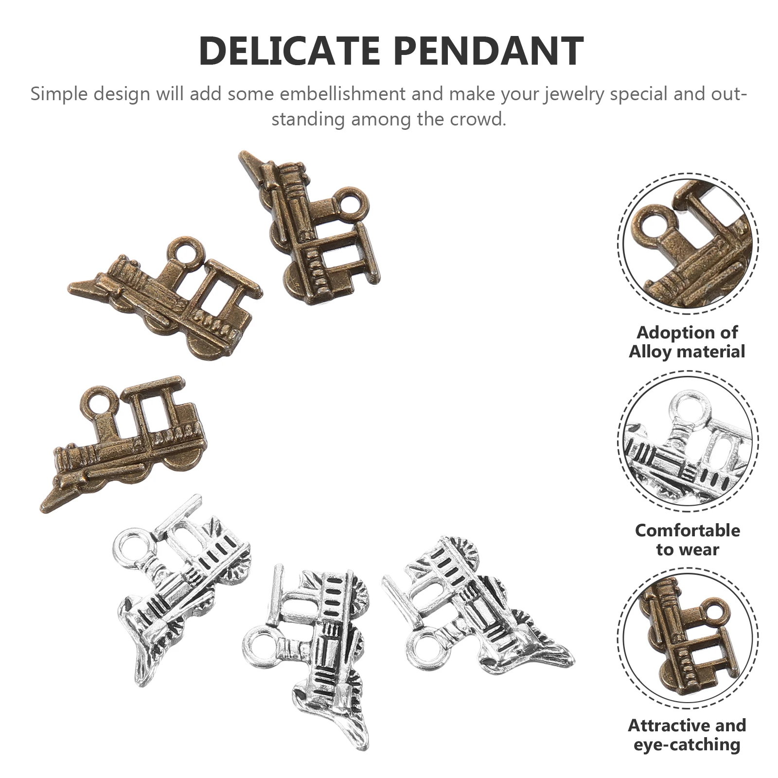 

60Pcs Stylish Retro Train Pendant Alloy DIY Charm for Necklace Bracelet Dangle Craft Projects Unique Jewelry Design Alloy
