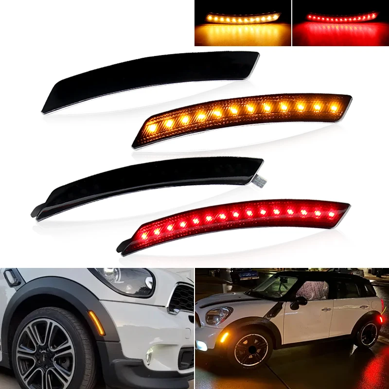 

Для BMW MINI COOPER R60 R61 COUNTRYMAN PACEMAN 2010-2016 передний янтарный/задний красный автомобильный светодиодный бампер, боковой габаритный указатель поворота