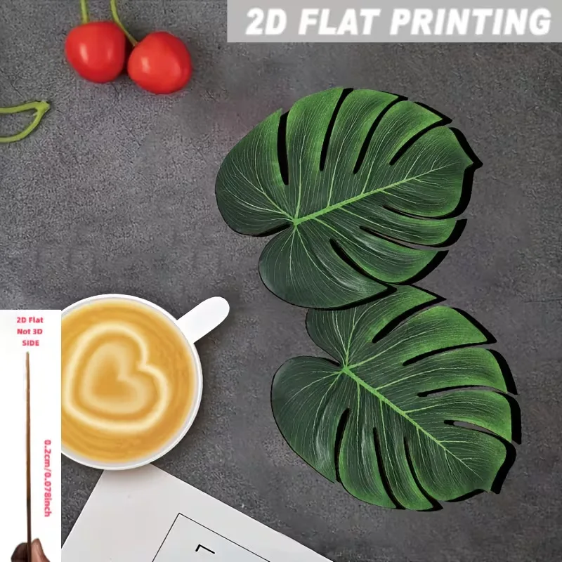 4/1 Pcs Green Leaf Table Coaster Set Rustic Farmhouse Coasters Kitchen Office Desktop Decor Cup Mats Pads Drink