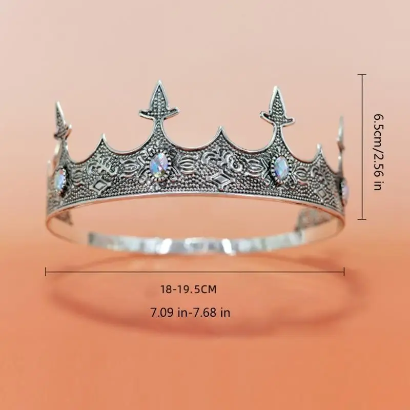 U4LE Vintage Men's King Crowns Headband Roleplay Game Hairhoop Crownpiece for Cosplay Parties and Costume Celebrations
